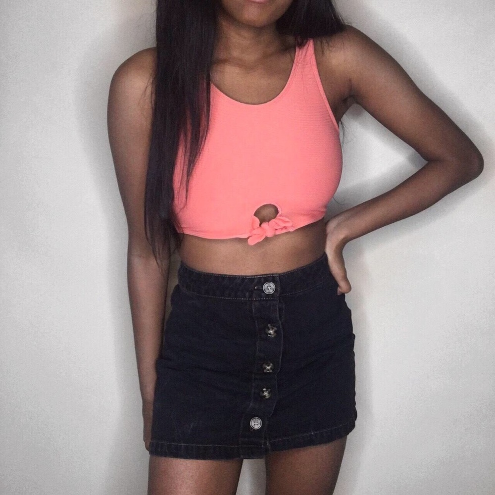 Old Navy, coral/pink, tie-up, scoop neck cropped top